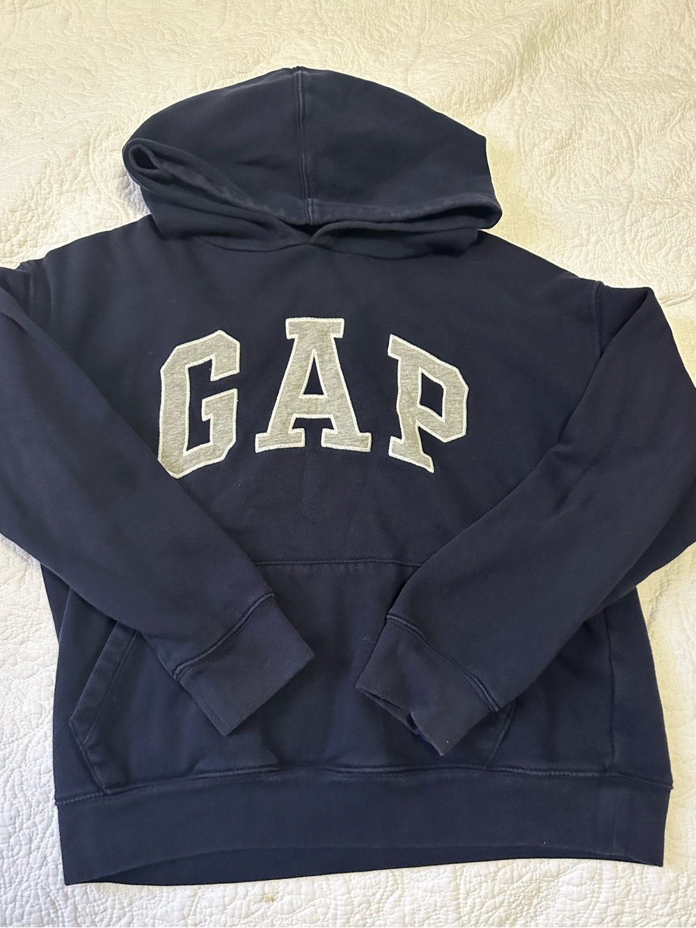 GAP Kids Dark Navy Hoodie with Gray Lettering